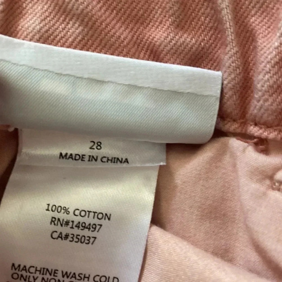 JOE’S Jeans The Brinkley pink wash sz 28 high rise paper bag with zip, snap, tie - Picture 8 of 8
